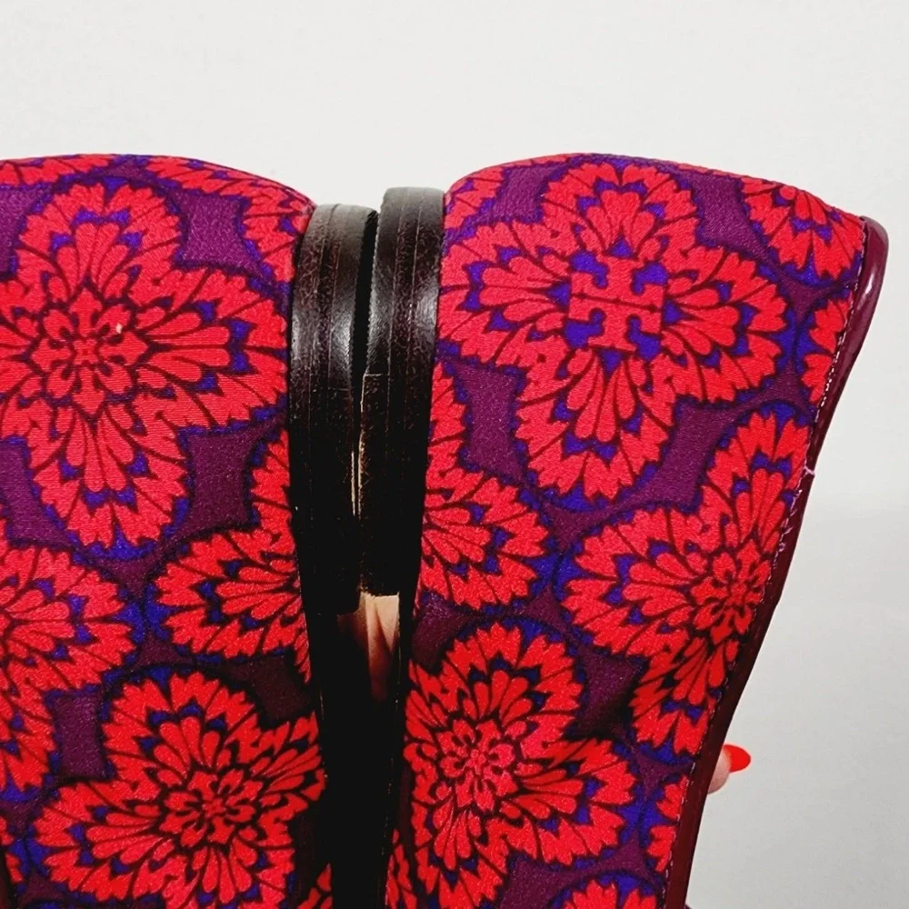 Tory Burch Red‎ and Purple Floral Loafers